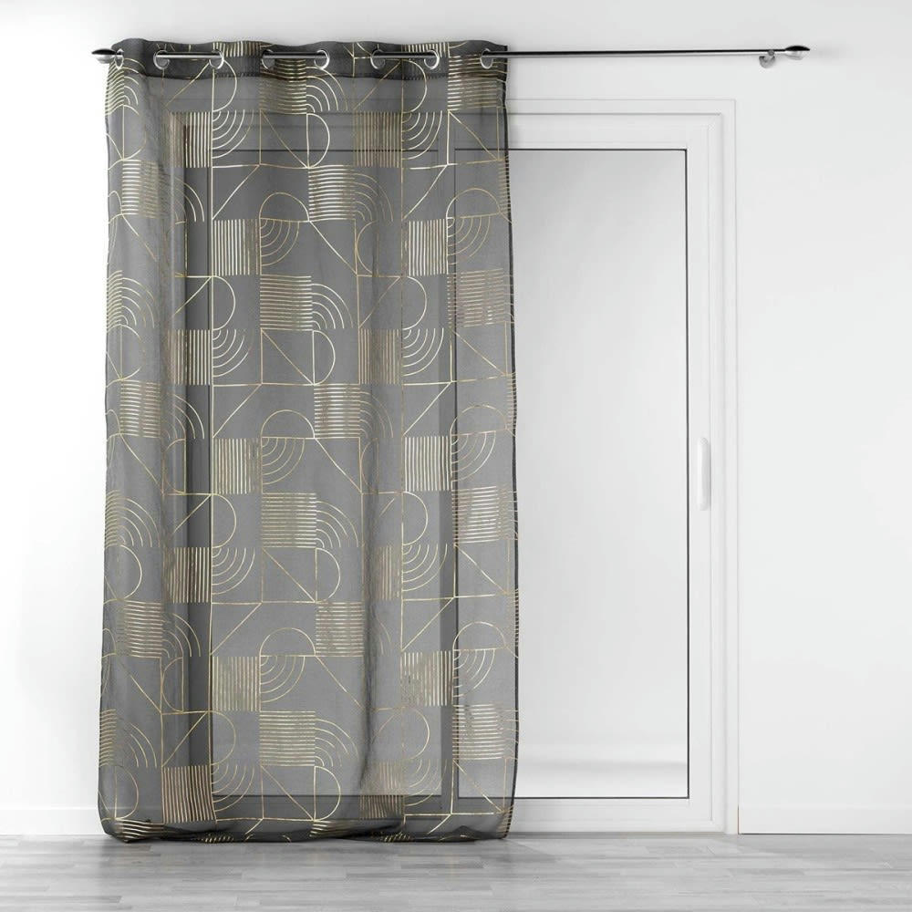 LINÉOR - Voilage sable métallisé anthracite or 140x240cm