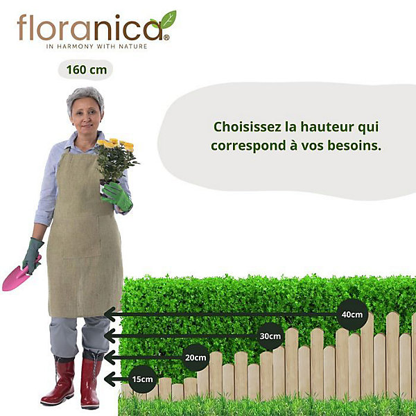 Bordure de Jardin en Bois Clôture d'Extérieur 200 cm x 15 cm Non Traitée Barrières de Jardin Piquets d'ancrage Bordure de Gazon