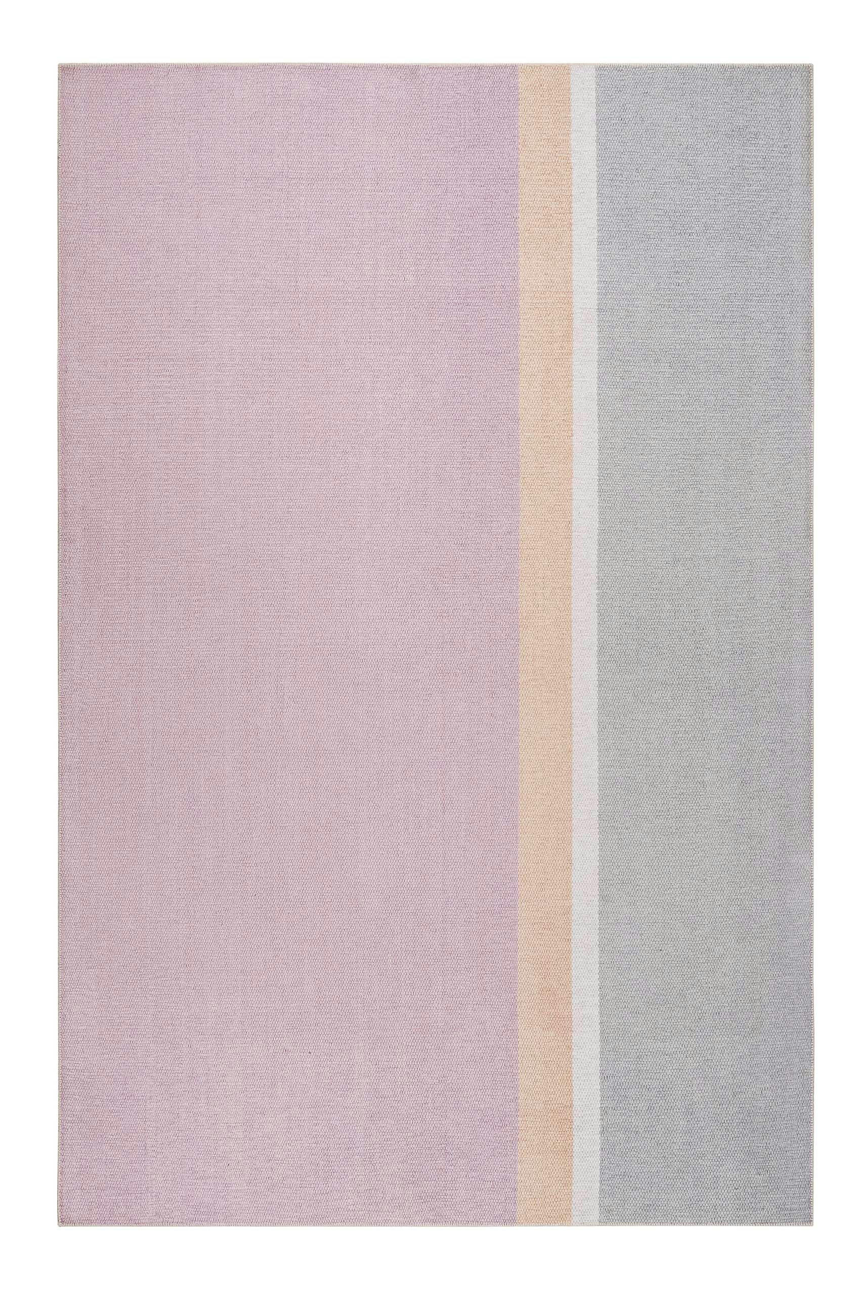 SALT RIVER - Tapis plat graphique rose et gris coton pour chambre, salon 160x230