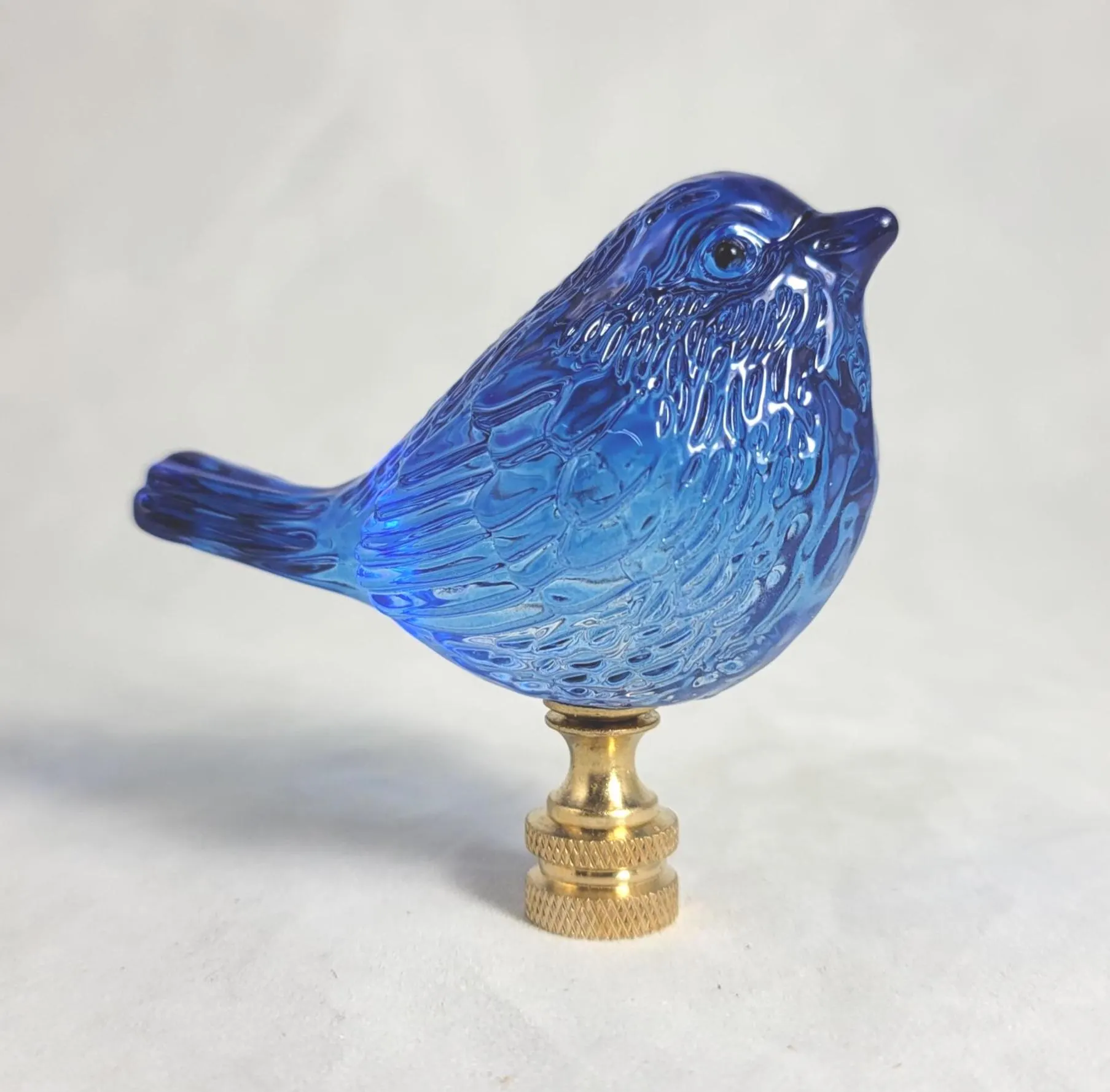 Blue Art Glass Bird Electric Lighting Lamp Shade Finial (NEW)