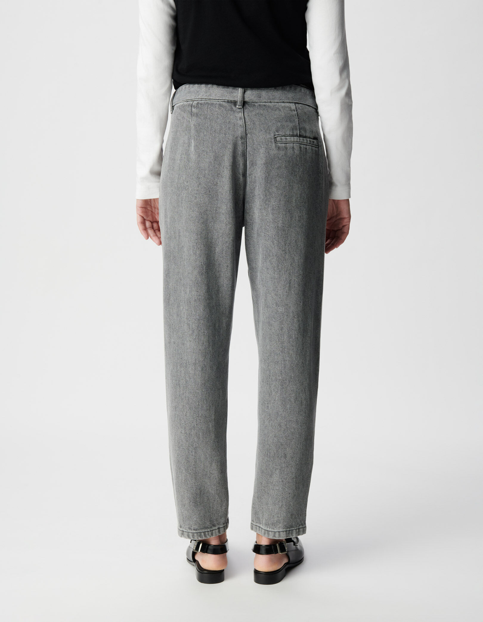 Jean baggy gris Lyocell® cropped Femme