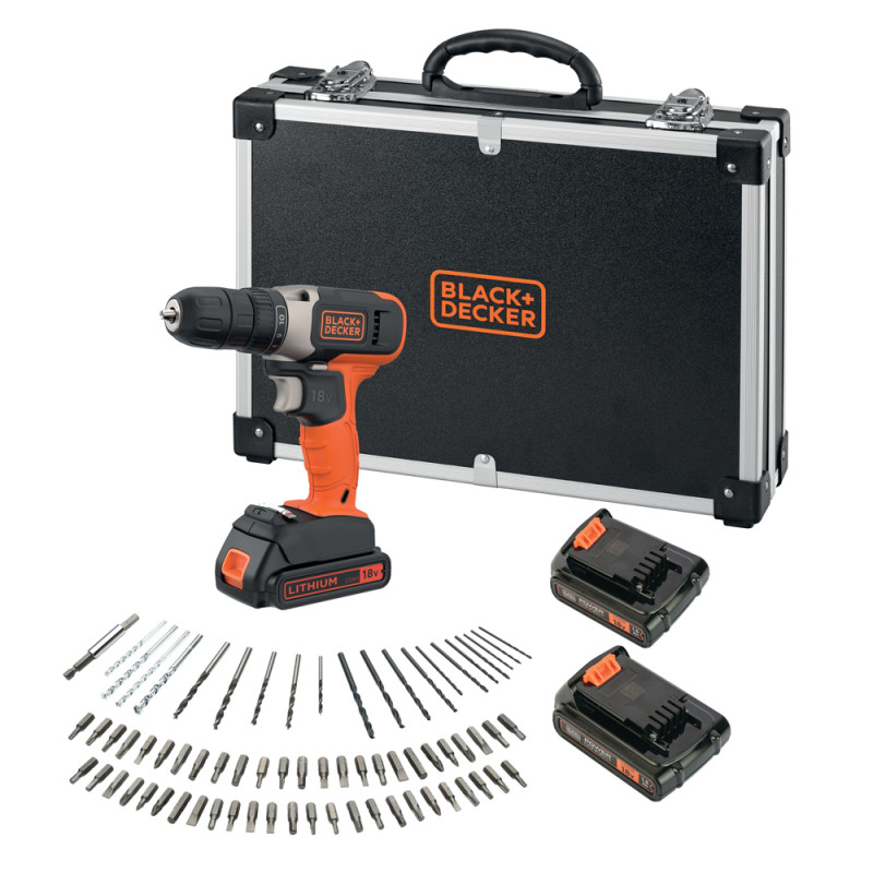Perceuse visseuse sur batterie avec accessoires BCD001C2AFC-QW 18V BLACK DECKER