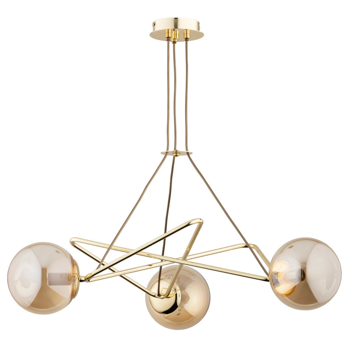 Lampa wisząca złoto-bursztynowy TRISTAN 3xE14x10W wym: 58x60x60 cm Alfa
