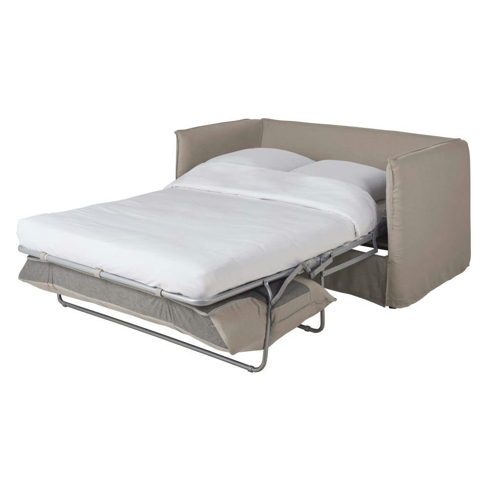 Louvain - Housse de canapé convertible 2 places en lin supérieur beige ficelle