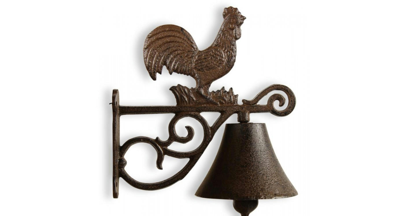 - Cloche Coq Fonte Marron 18.5x10.5x22cm