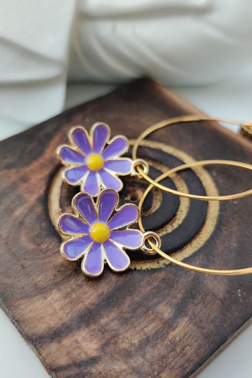 The Colourful Aura Sunflower 30mm Multicolour Floral Charm Hoop Earrings