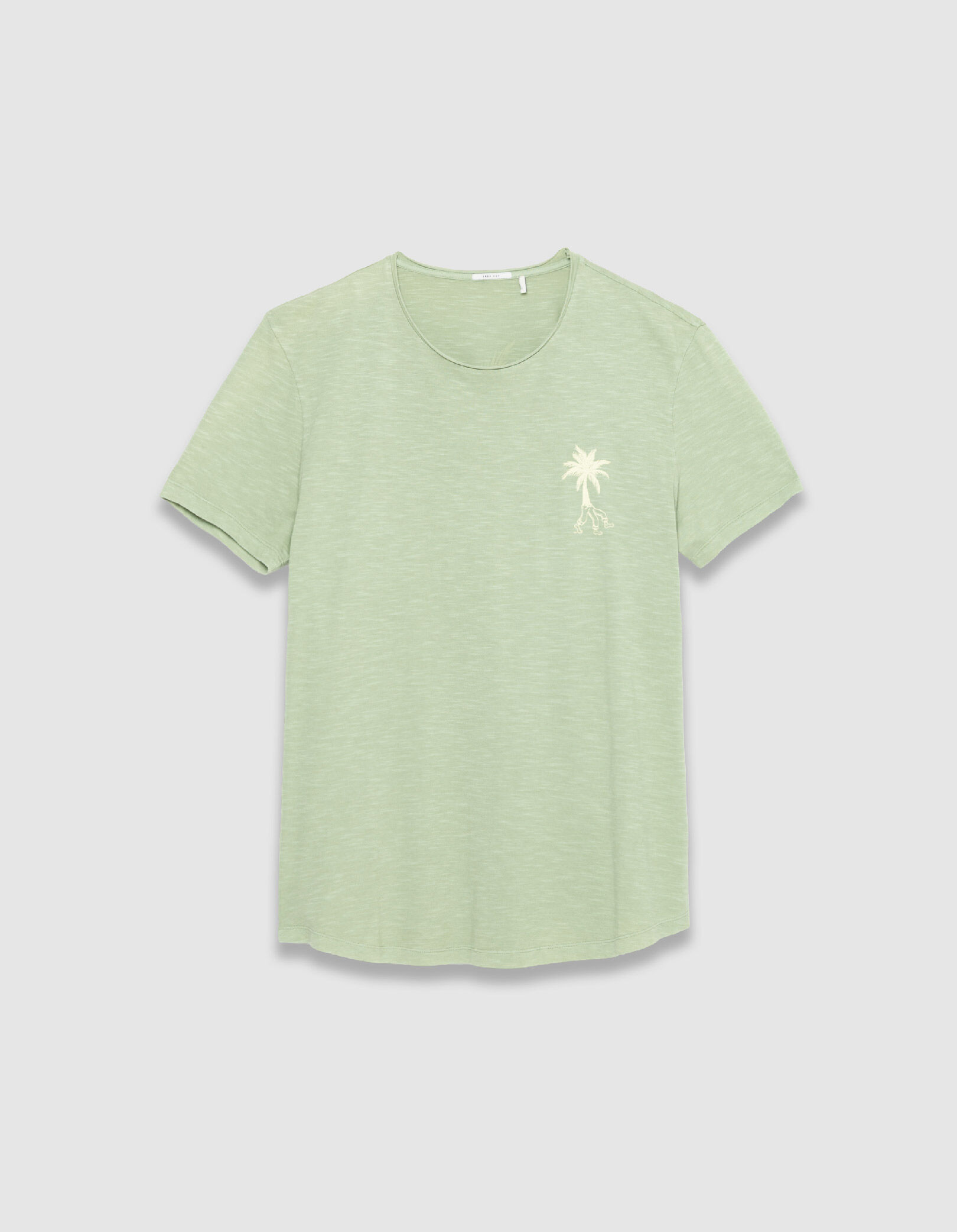 T-shirt col rond vert coton bio visuel palmier Homme