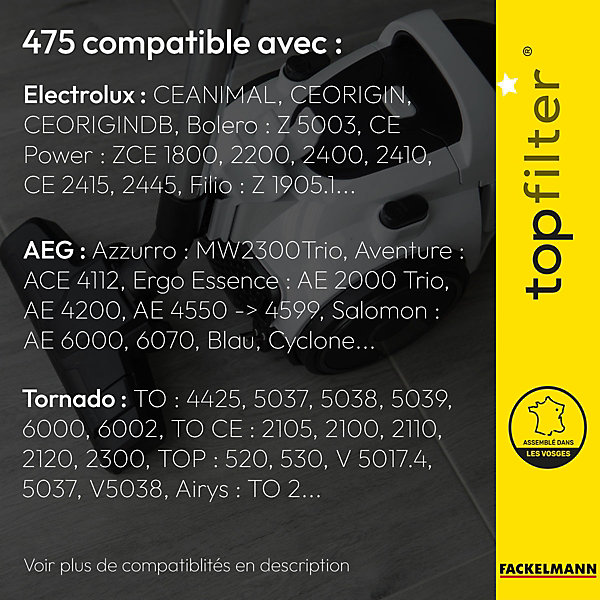Lot de 4 sacs aspirateur Tornado et AEG TopFilter Premium
