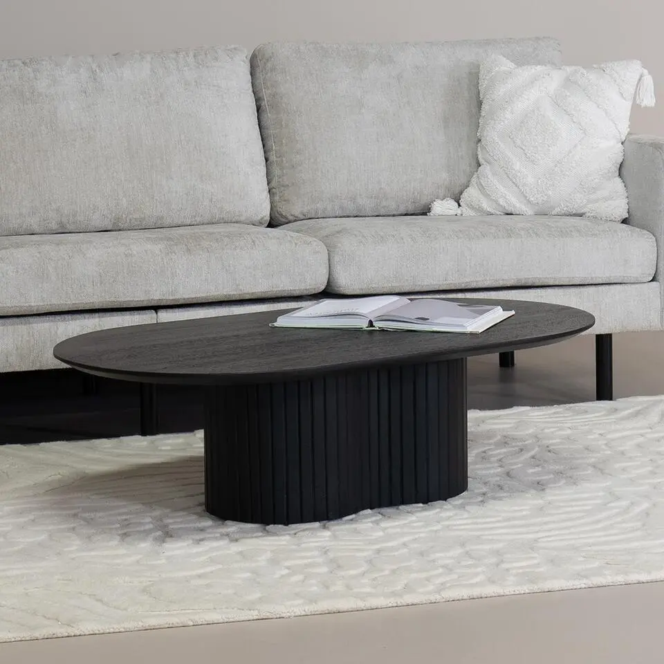 Salontafel Zwart Mangohout - Ovaal - 120x70x35cm - Ava