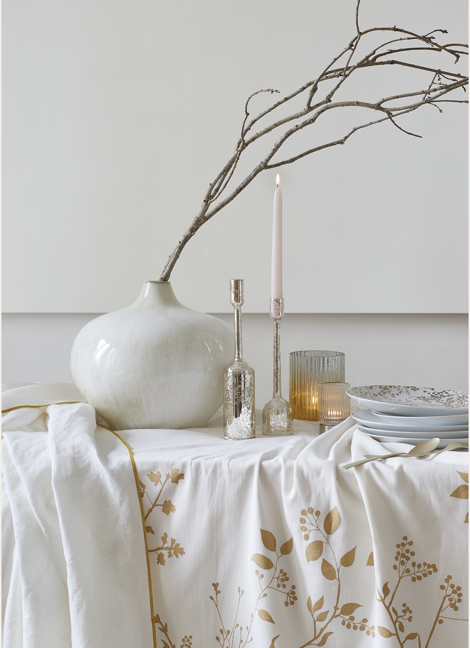 NAPPE COTON LIN FINITION BOURDON ÉCRU / OR