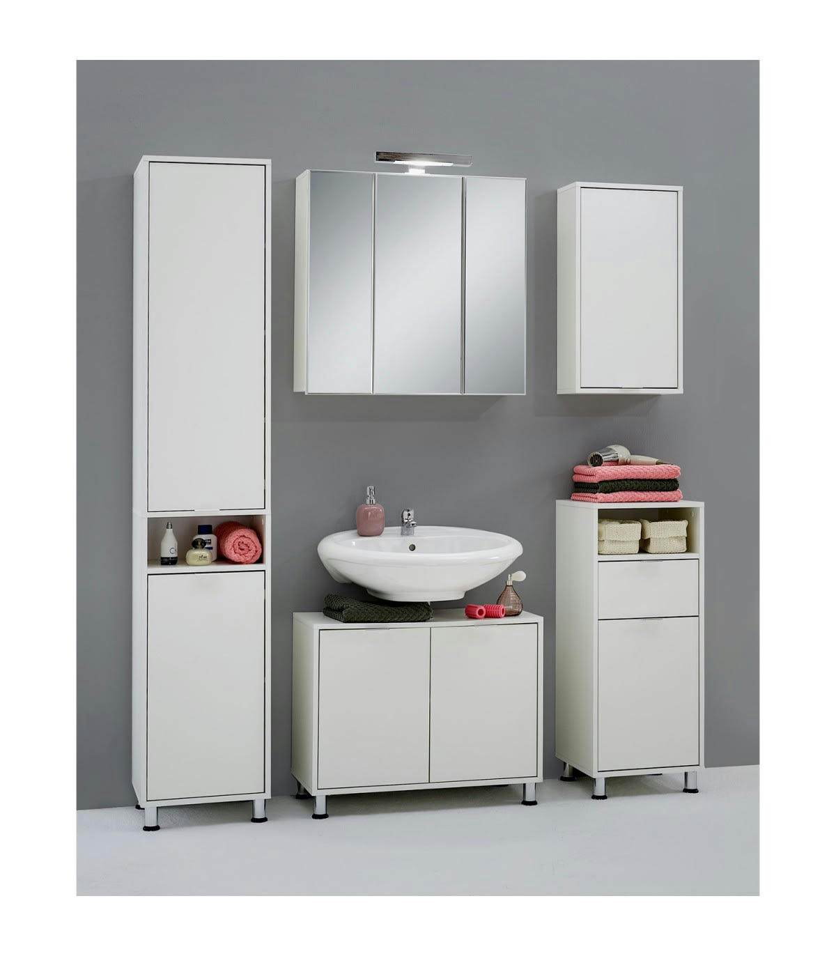 ZAMORA - Colonne de Rangement de Salle de Bain Blanc - L37 x H192.5cm