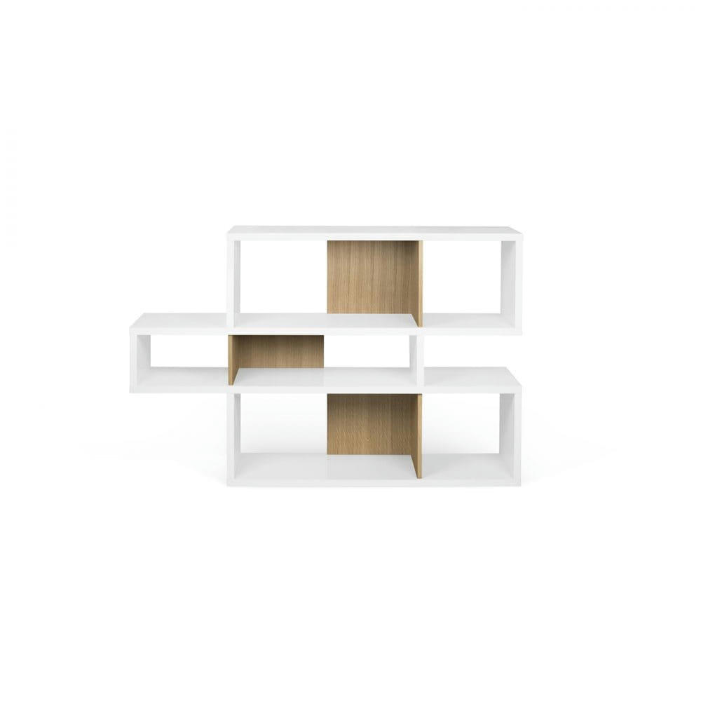 LONDON - Bibliothèque  placage blanc laqué chêne naturel