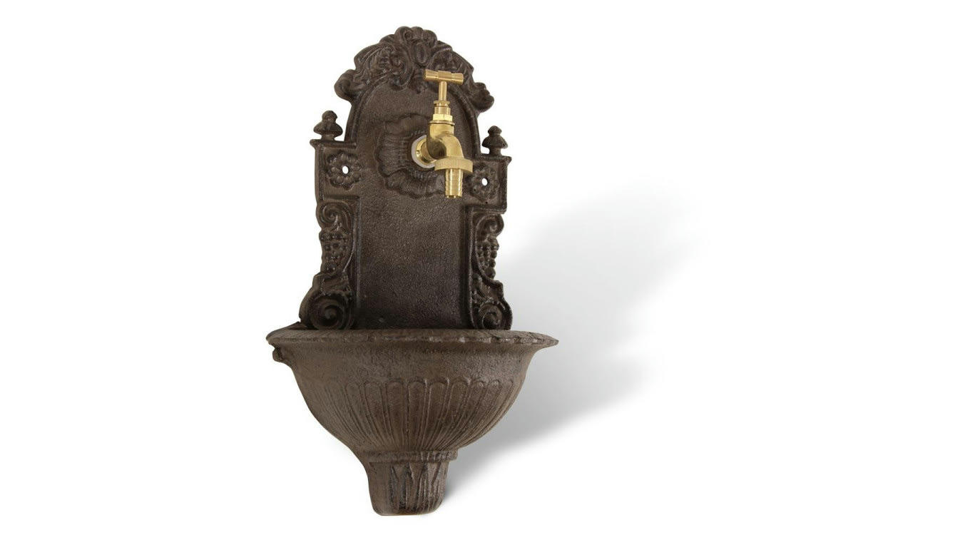 - Fontaine de Jardin Fonte Marron 24.5x12.5x40cm