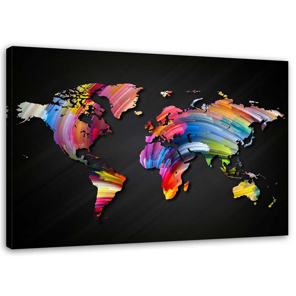 Feeby Obraz na płótnie Mapa świata kolorowa 60x40