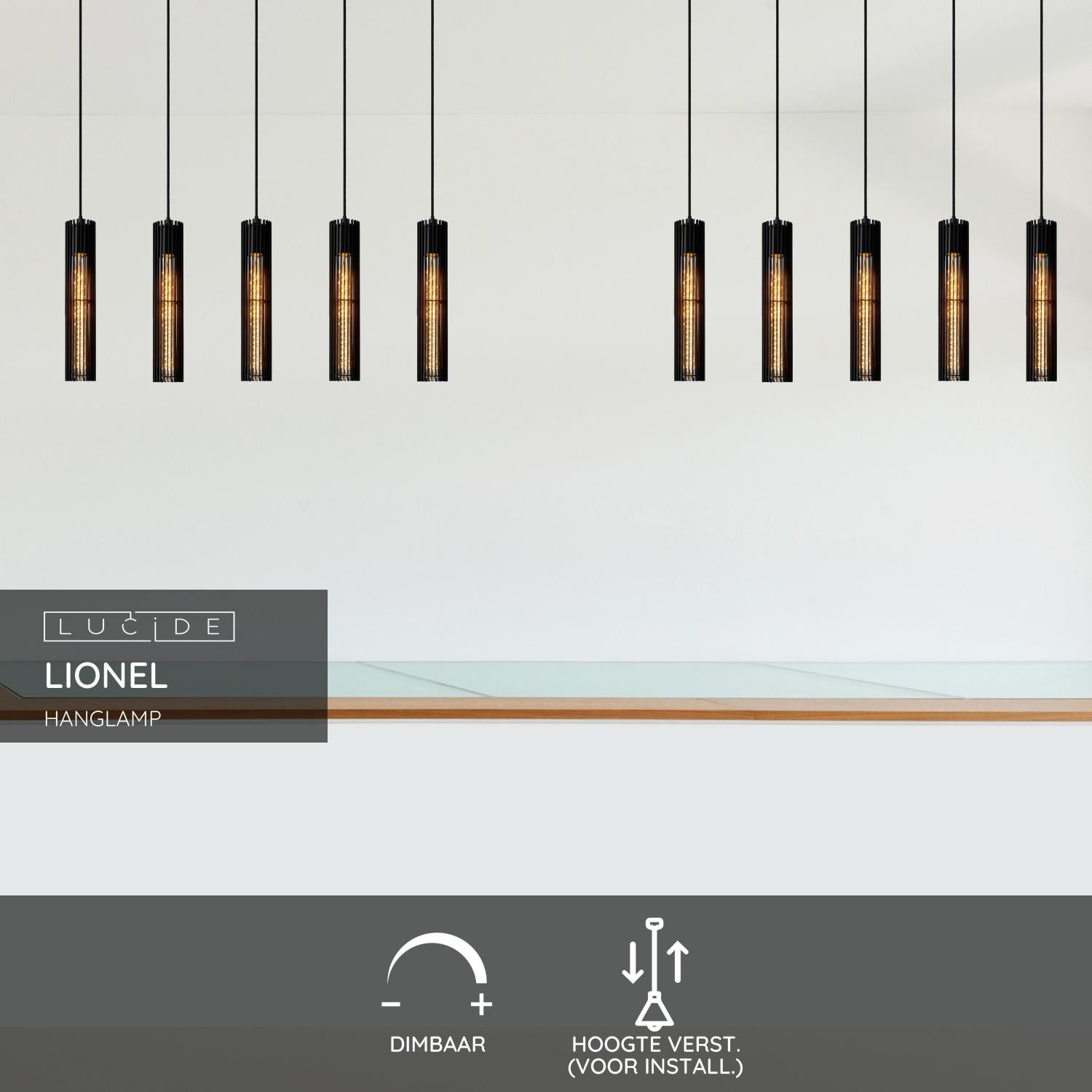 Lionel 5 cluster hanglamp lineair zwart