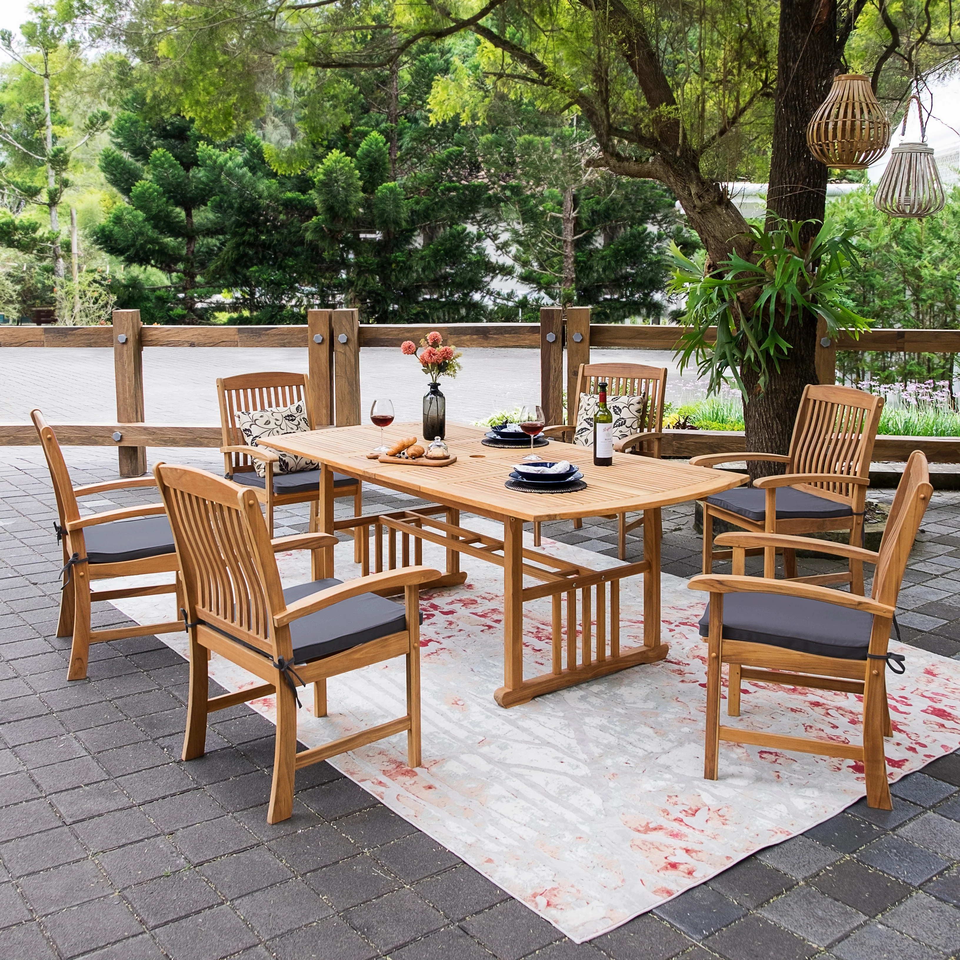 Cambridge Casual Chignik 7-piece Teak Patio Extendable Dining Set