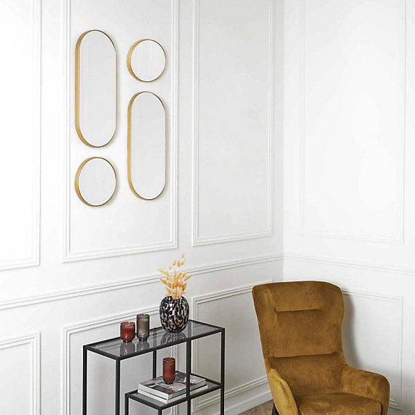 Ensemble de 4 miroirs rond et ovale doré Versa