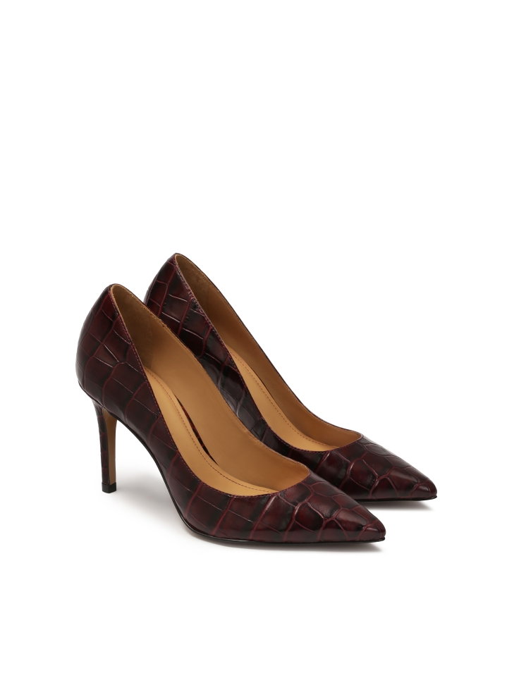 Maroon shaded croco patterned pumps