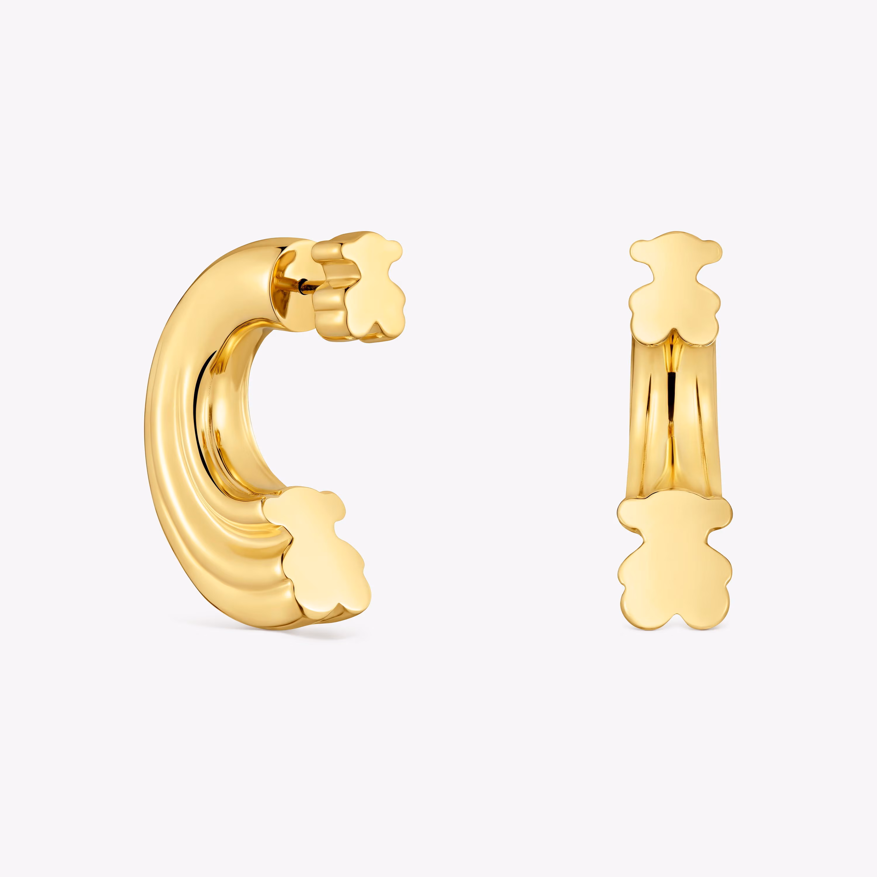 Pendientes de aro con baño de oro 18 kt sobre plata y motivo oso TOUS 1950