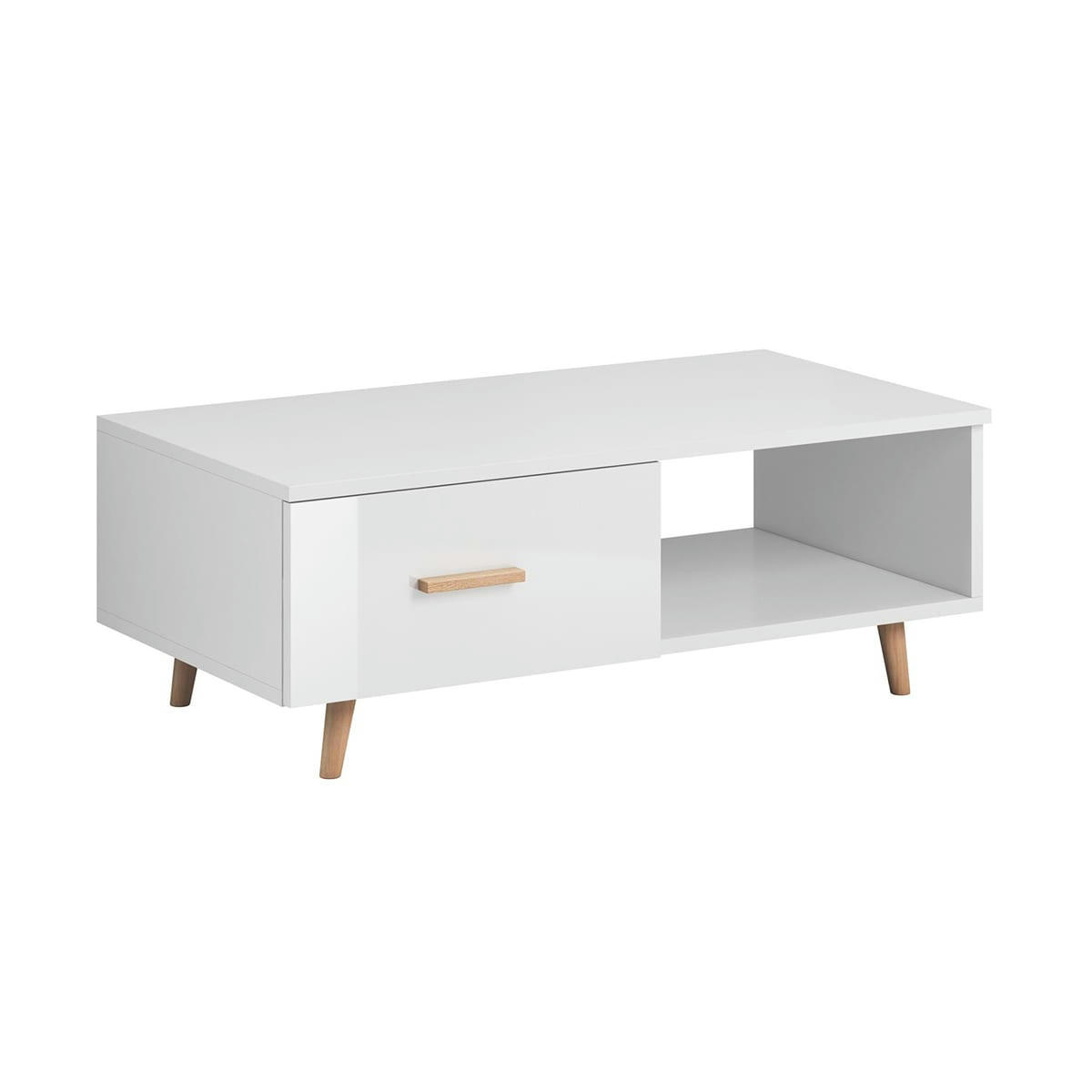 - Table basse 1 tiroir 1 niche blanc