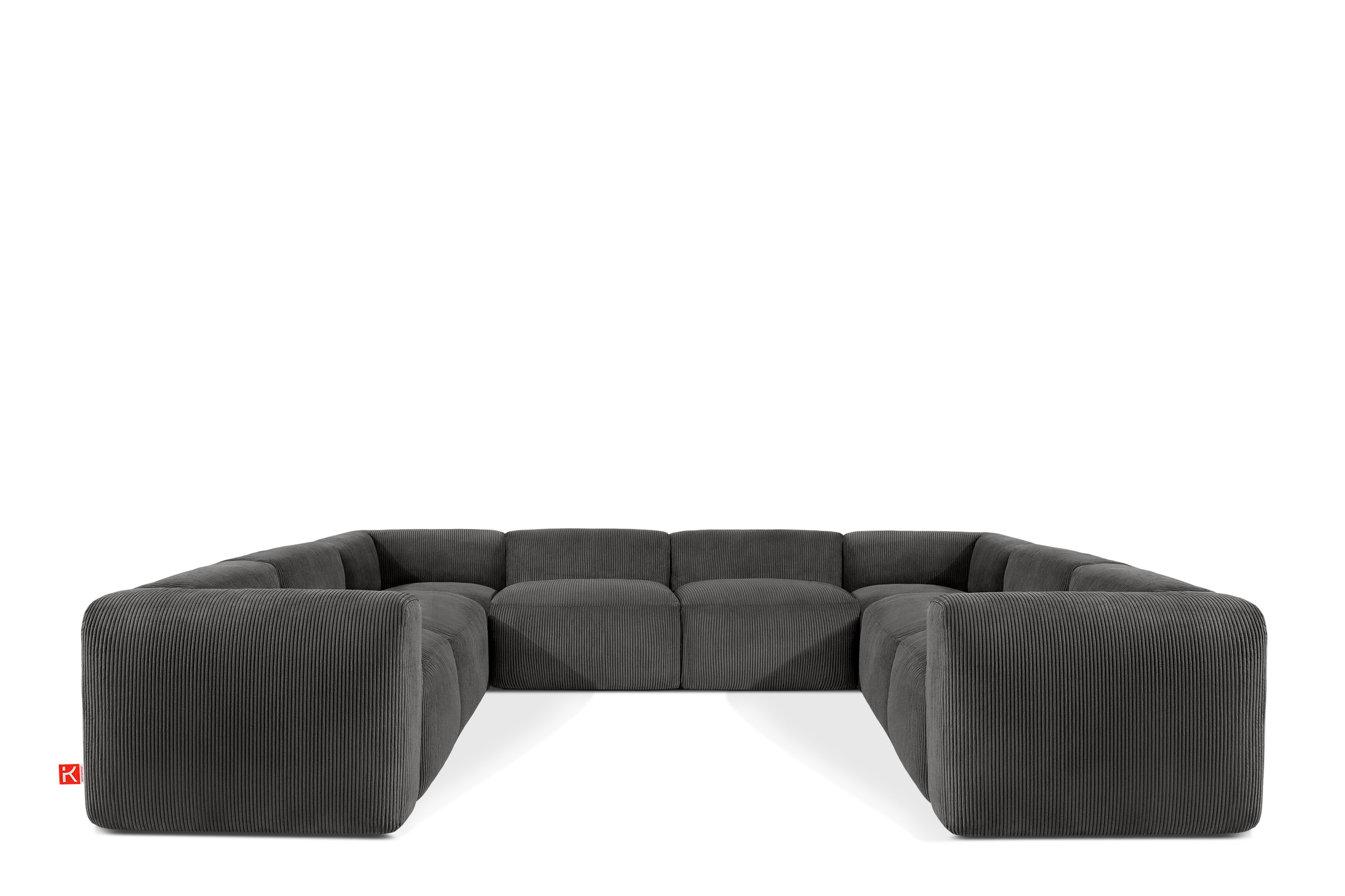 KONSIMO BUFFO Elegancki Narożnik modułowy, szary sztruks 352x281 cm