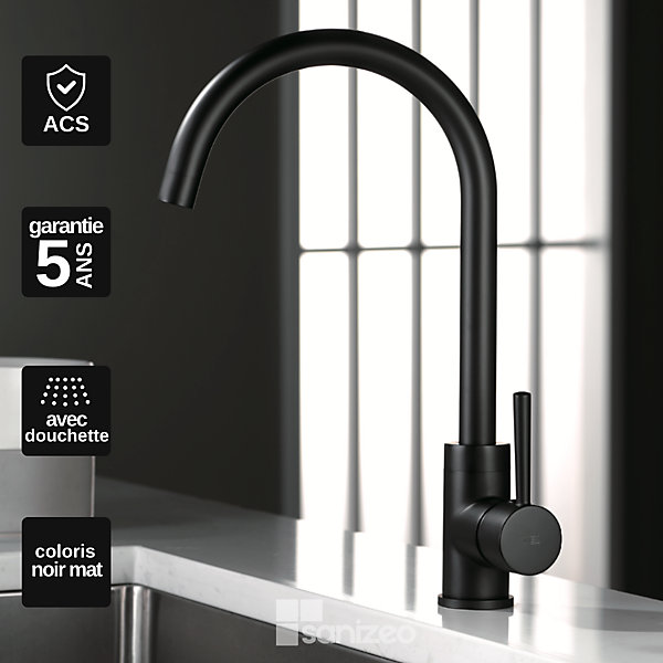 Mitigeur de Cuisine LYON Noir Mat - GCR002/NG IMEX PRODUCTS