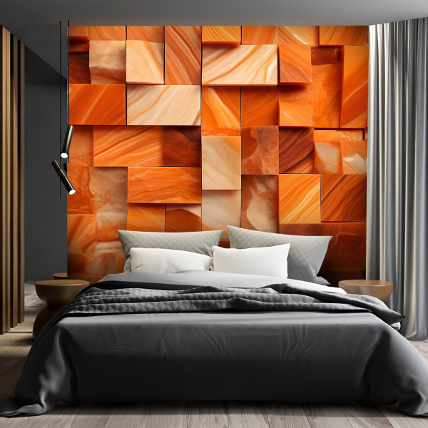 Feeby Fototapeta, Pomarańczowy sześcian 3D 150x105