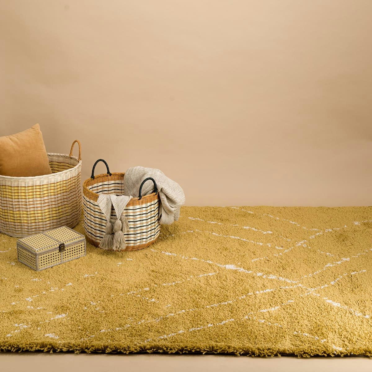 SAHARA - Tapis deco berbere épais safran 120x170, OEKO-TEX®