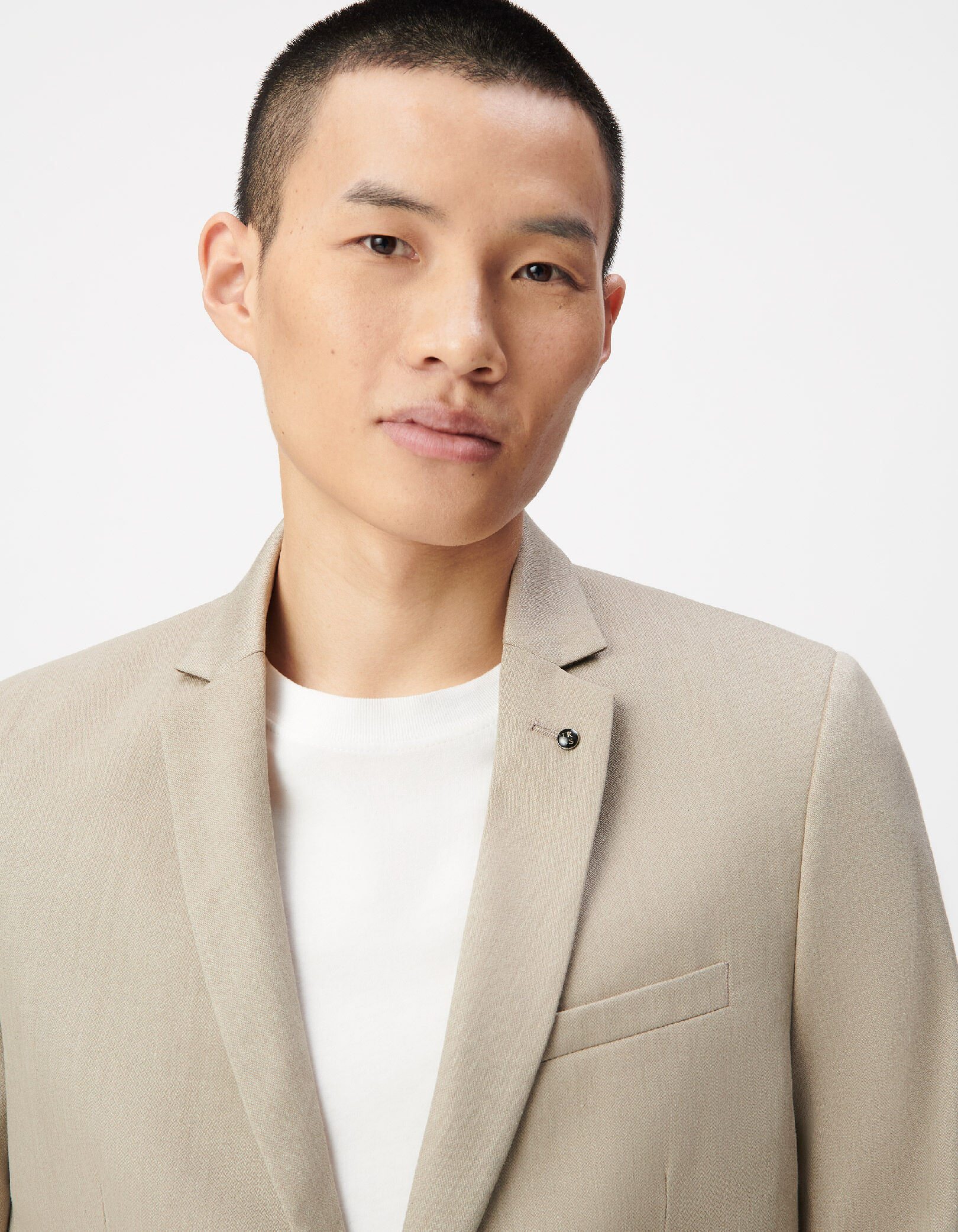 Veste de costume beige foncé lin mélangé Homme