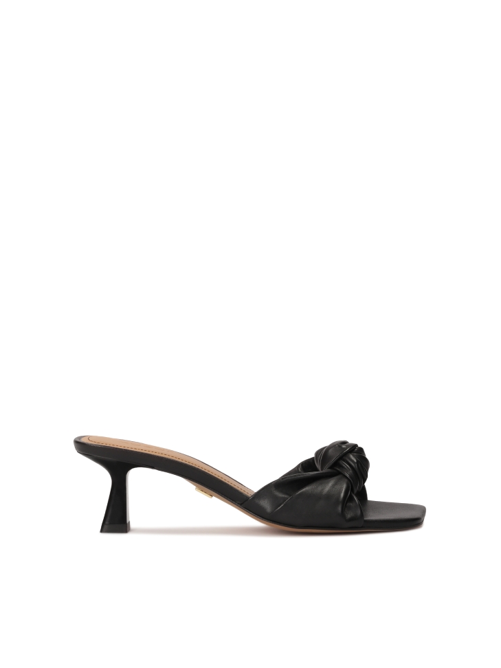 Black leather mules with knots