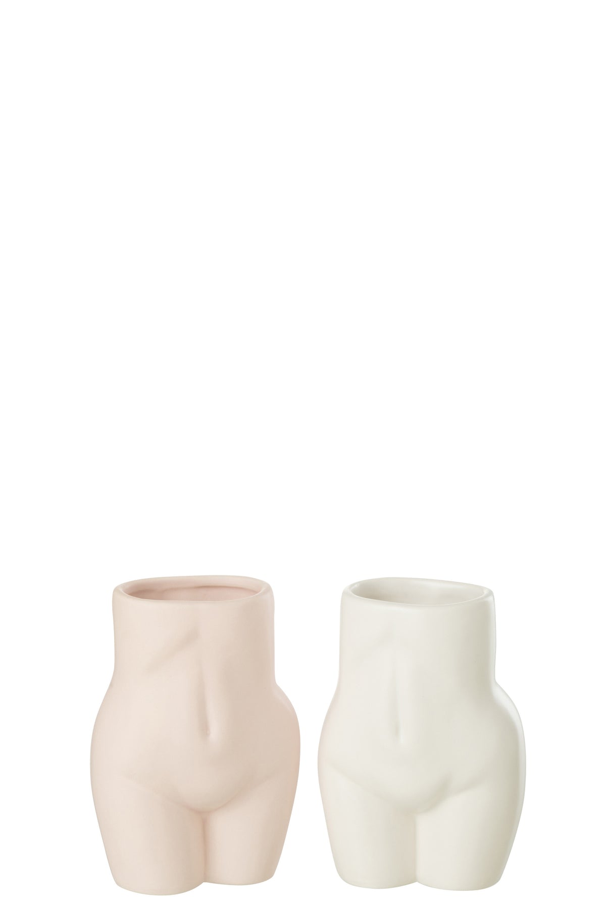 J-Line bloempot Lichaam Dolomiet - keramiek - roze - 2 stuks - 16.5 cm hoog