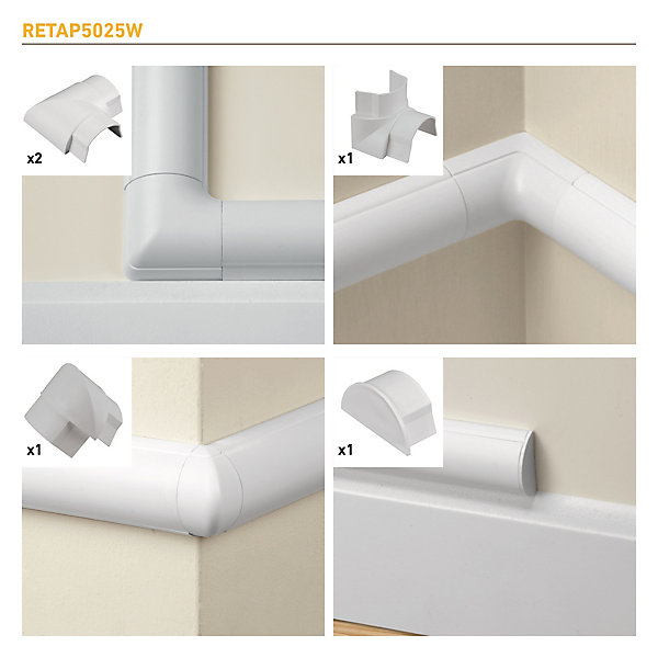 Multi-pack d'accessoires pour goulotte D-Line blanche 50 x 25 mm