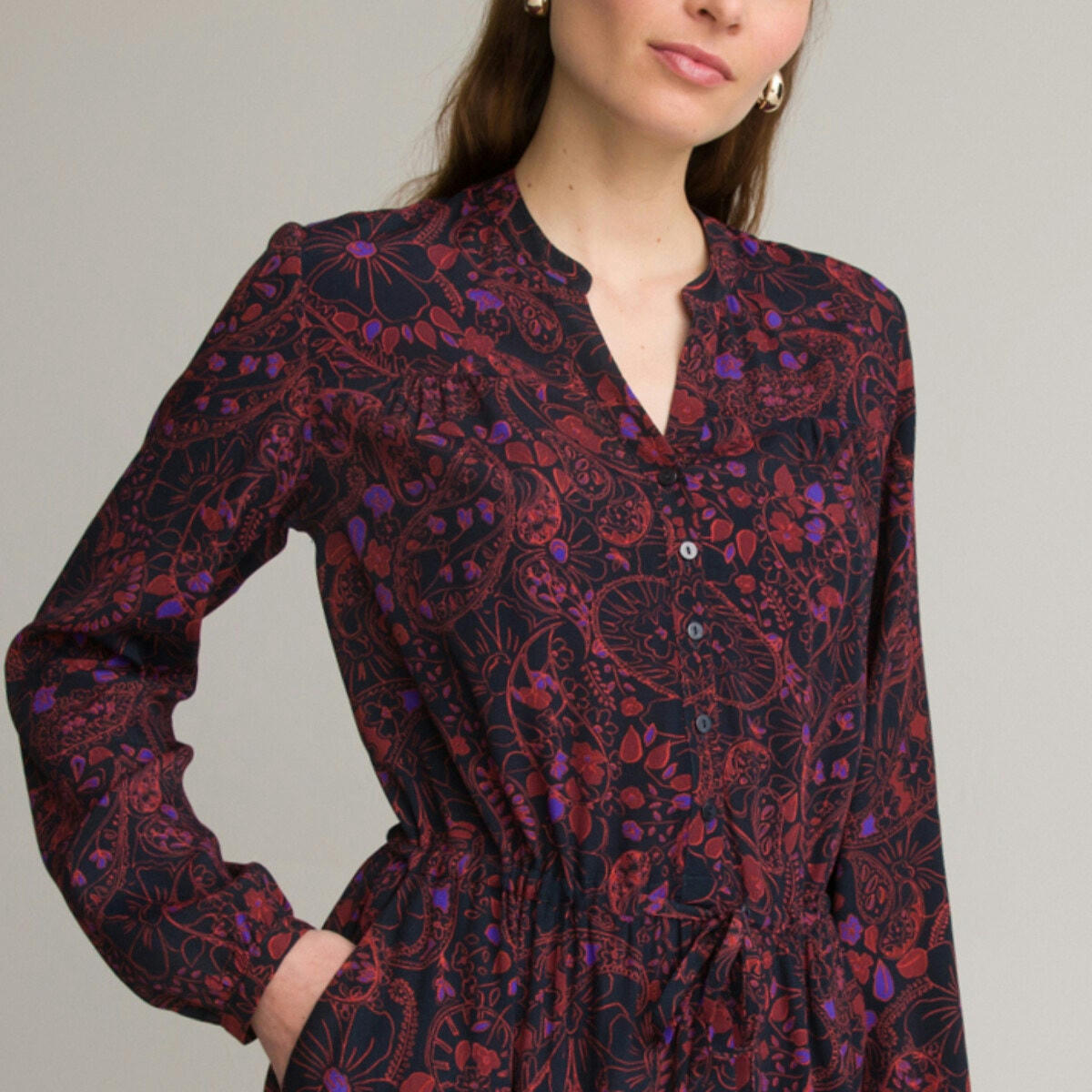 Robe évasée, imprimé floral, longue