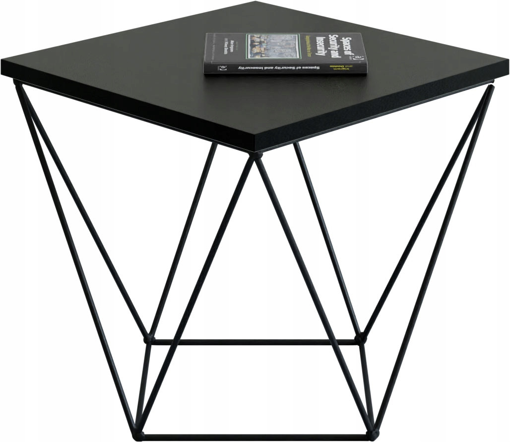 Stolik Kawowy Druciany Kwadratowy Loft Industrial Czarny Czarny MiniPearl