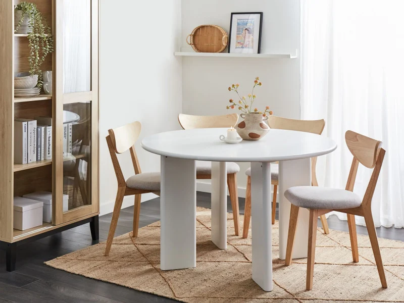 Stół do jadalni biały okrągły 120 cm płyta MDF