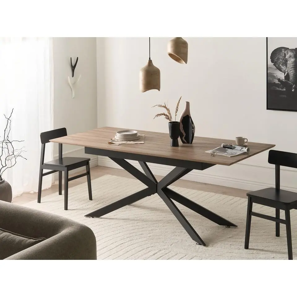 FINLEY - Uitschuifbare eettafel - Lichtbruin - MDF