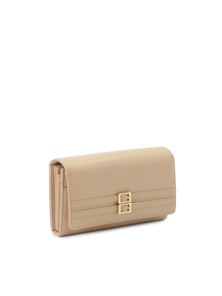 Beige leather wallet with straps