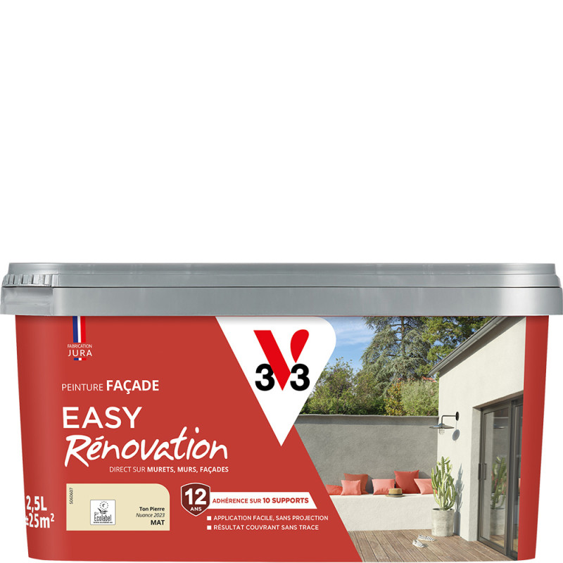 Peinture pour façade Easy Rénovation ton pierre mat 2,5 L V33