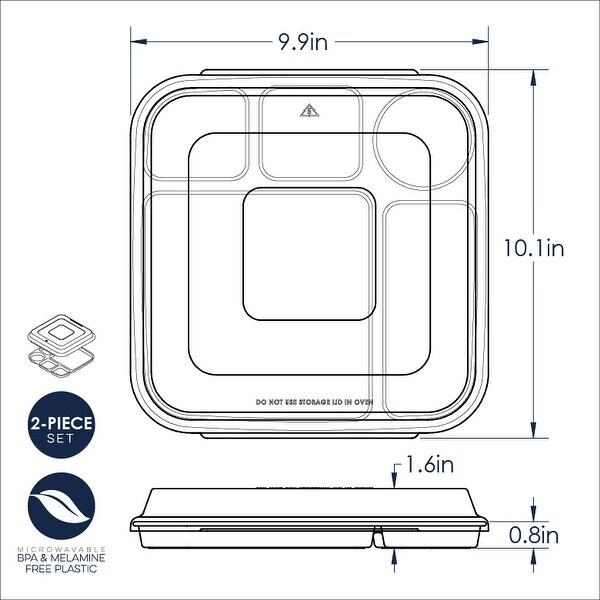 Nordic Ware Divided Dinner Tray with Lid - White