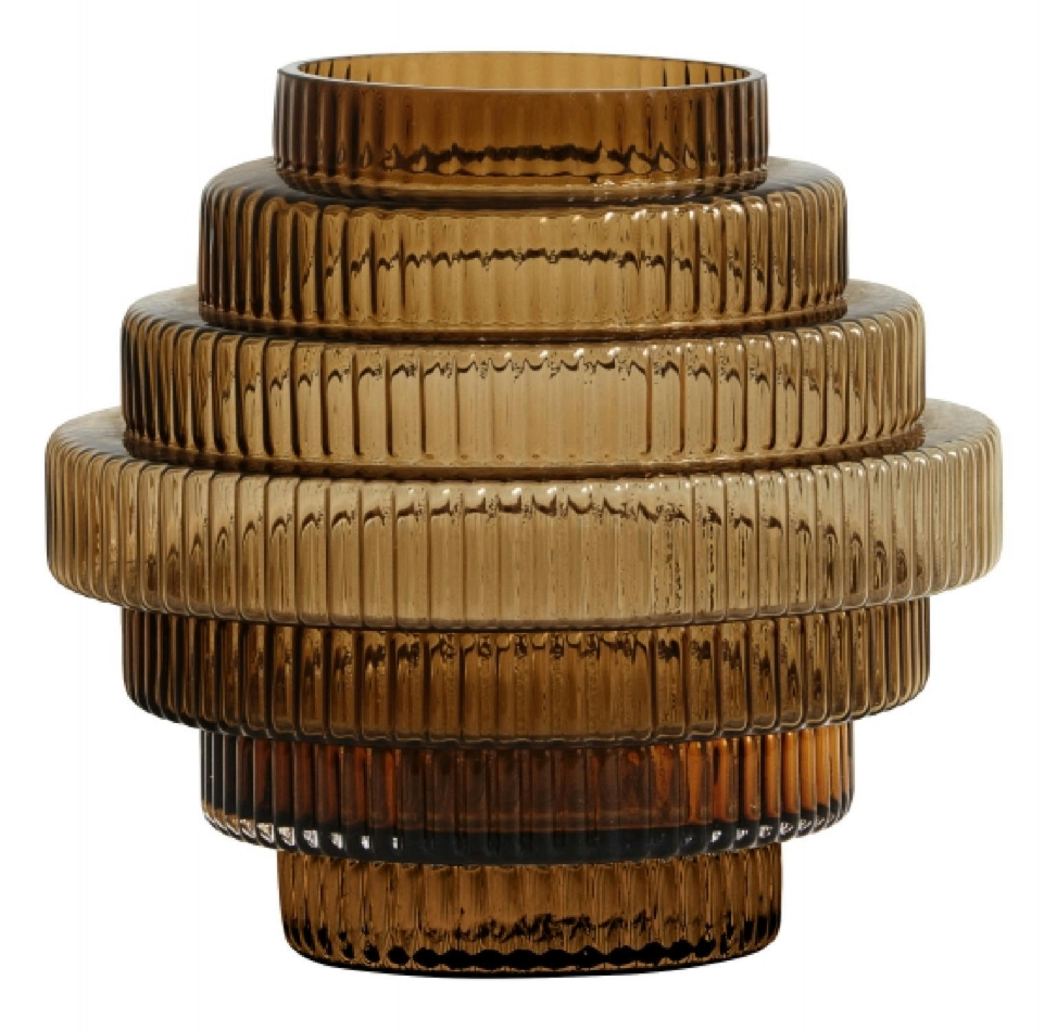 RILLA - Vase en verre marron H16cm