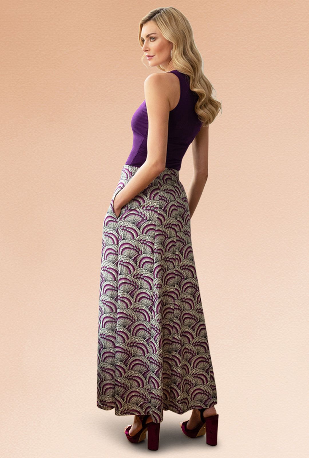 Hot Squash Flowing Pleated Maxi Skirt