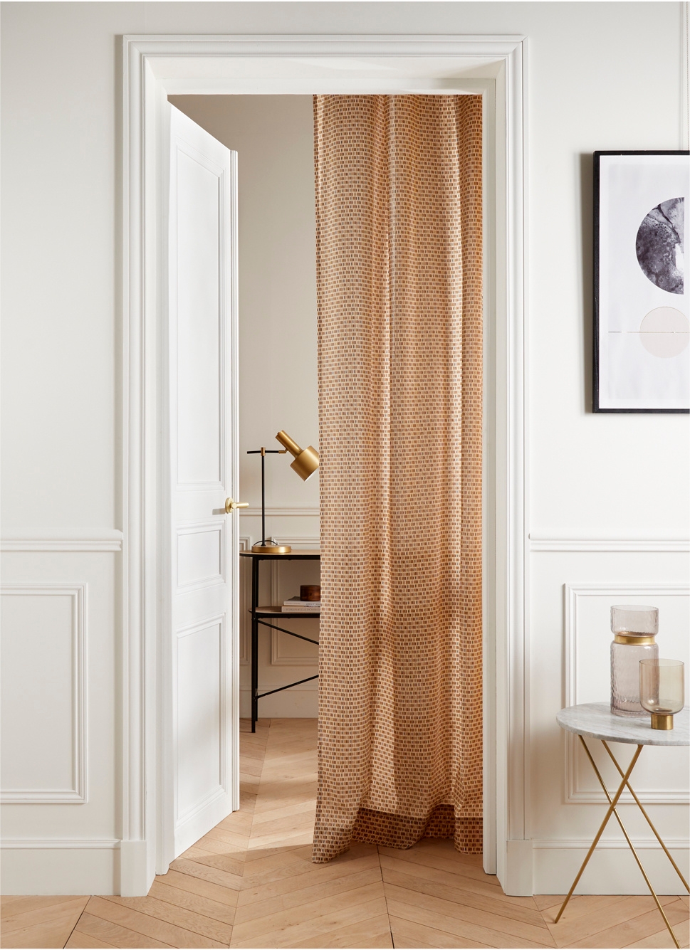 RIDEAU EN COTON MICRO MOTIF ELFU MULTICOLORE