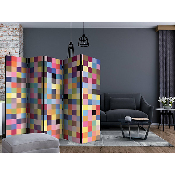 Paravent 5 Volets aux Couleurs Variées pour Déco Moderne 225 x 172 cm Multicolore