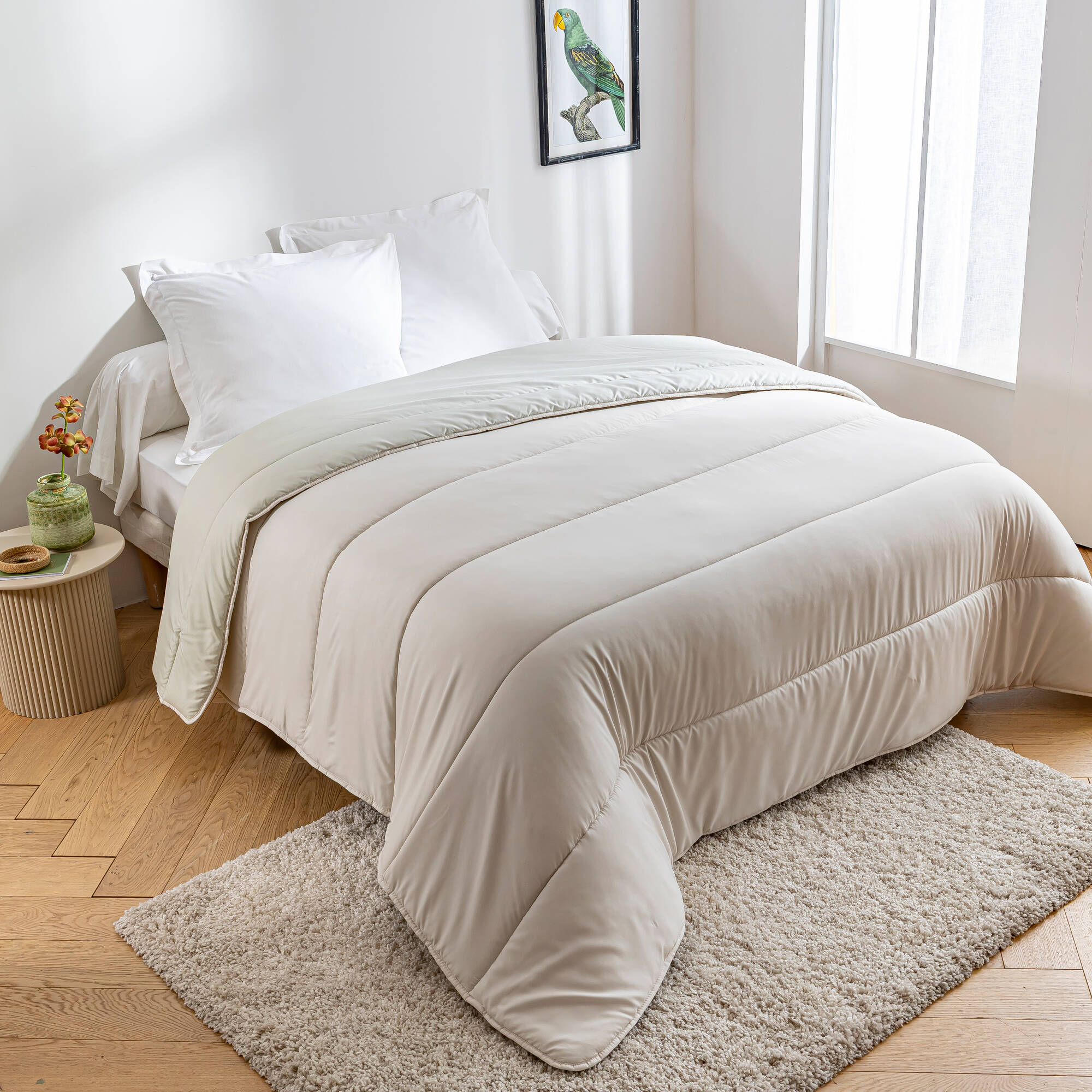 Couette microfibre imprimée feuilles tropicales 200 g/m²