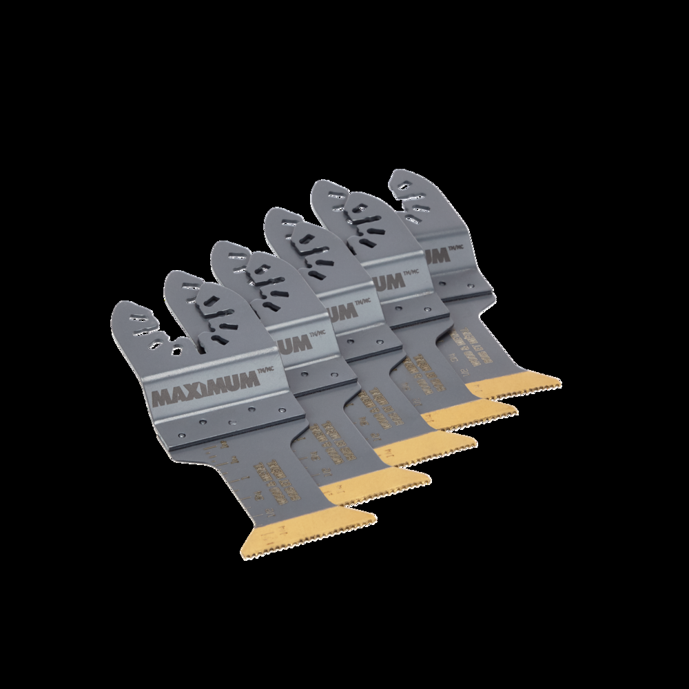 MAXIMUM Oscillating Multi-Tool Titanium Bi-Metal Wood & Metal Wide Flush Cut Blades, 1-1/4-in, 5-pk