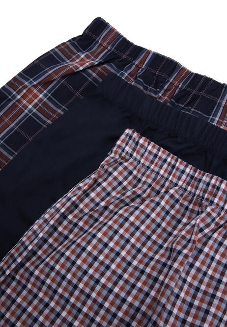 Mens 3pk Navy Check Woven Boxers