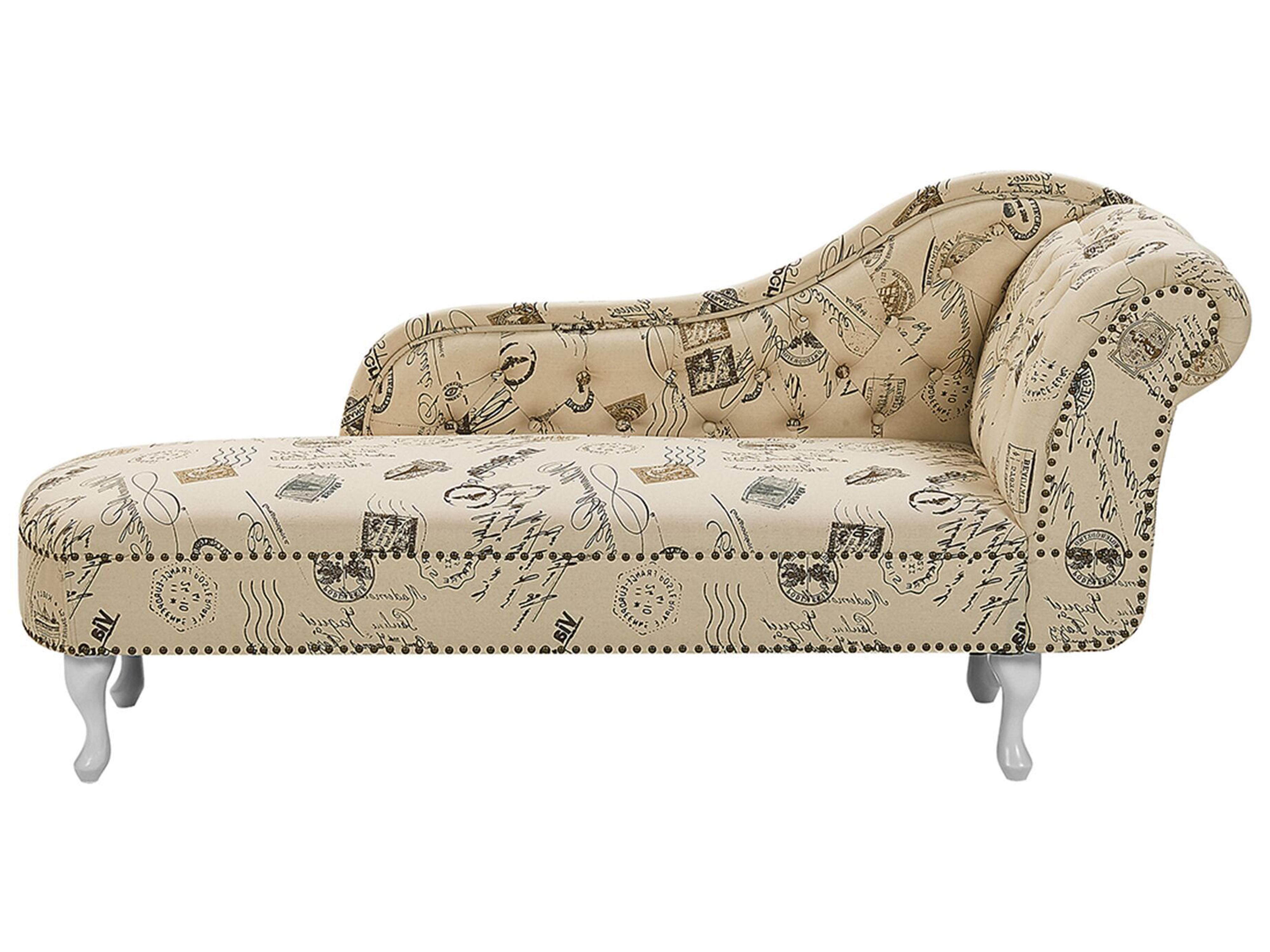 Left-Hand Chaise Longue NIMES Fabric Beige