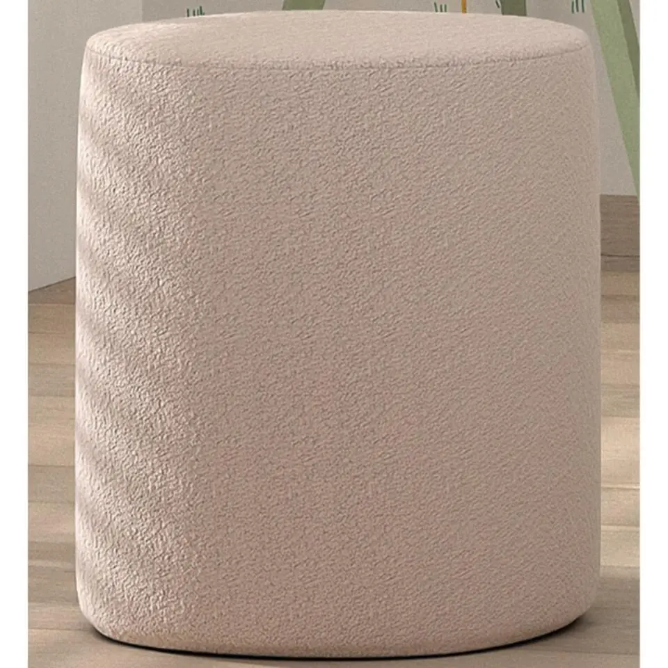 Vipack poef Moon - 41x41 cm - Roze boucl&eacute; stof