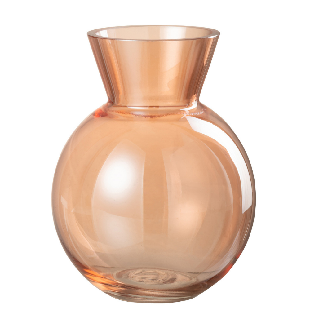 J-Line vaas Lucy - glas - oranje - small - Ø 13 cm