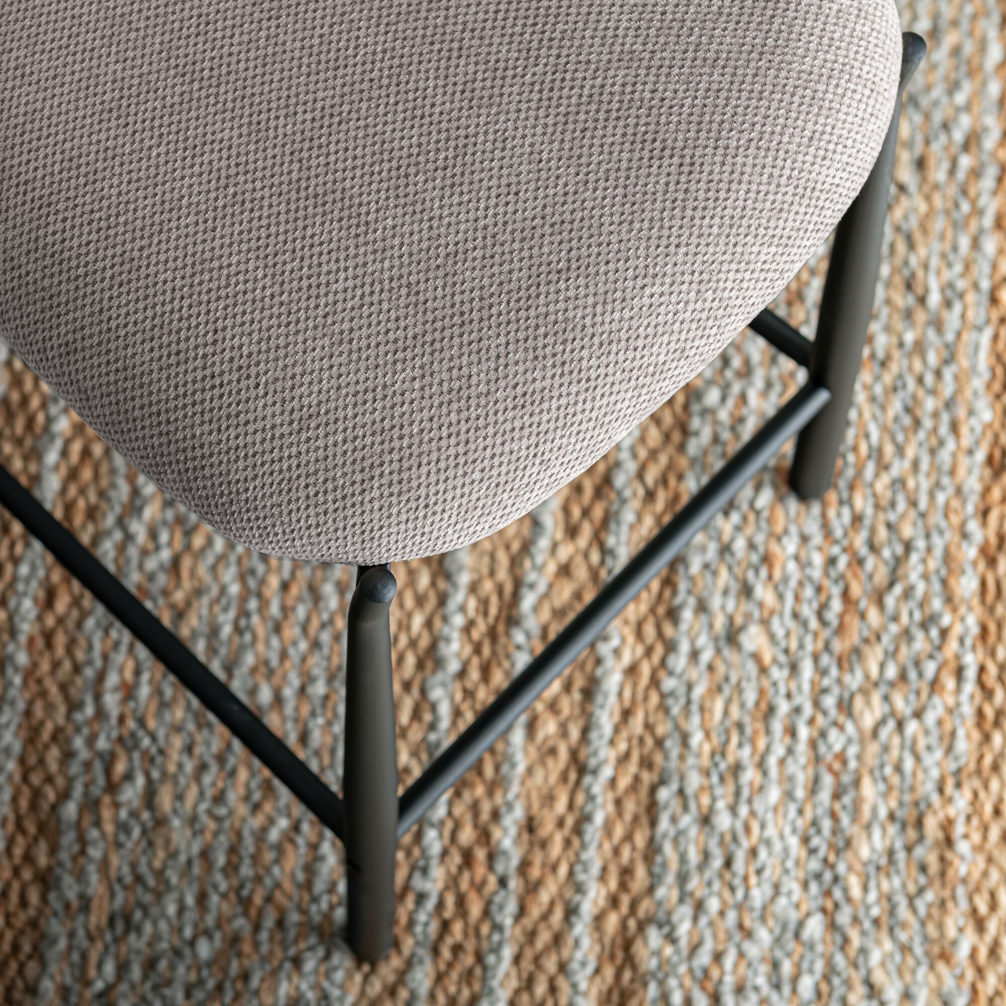 GINNY - Chaise de bar en tissu H66cm - gris